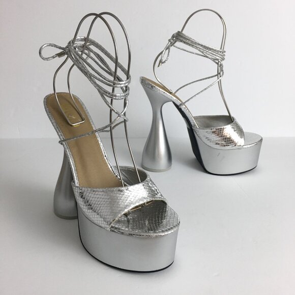 EGO Silver Platform Heels - Picture 4 of 15
